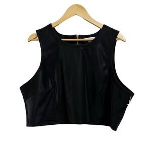 Good american faux‎ leather shell tank crop black size 6 NEW